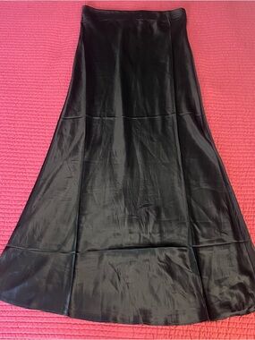 Quince 100% Washable Silk Maxi Skirt Elastic Waist - Black - Size Medium